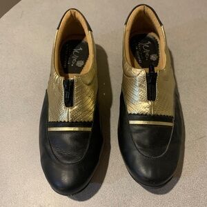 Juno Shoe Girl by Nina Gilardi Black/Gold Golf Shoes sz 9